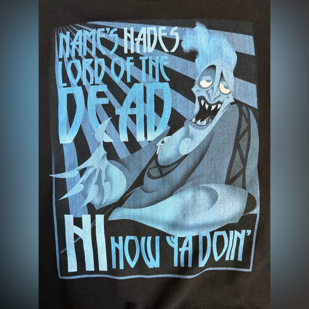 Disney Hercules Hades Crewneck‎ Sweatshirt Small Black Graphic Pullover EUC